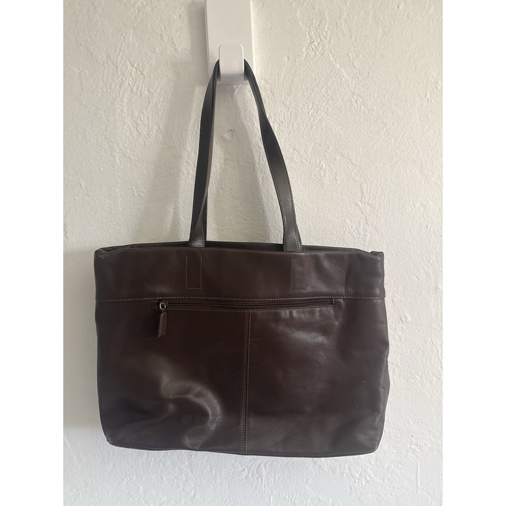 Tignanello Leather Tote Bag Shoulder Bag Dark Brown 90s Vintage Y2K